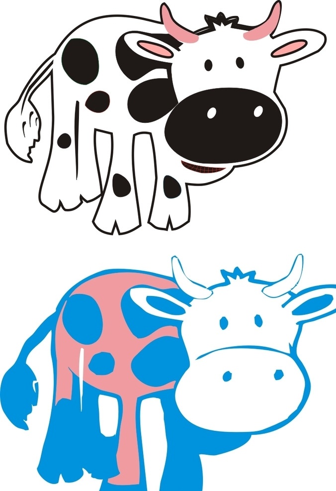 大奶牛矢量图 大奶牛 牛 牛矢量图 黑白牛 黑白牛矢量图 喷绘 动漫动画 动漫人物