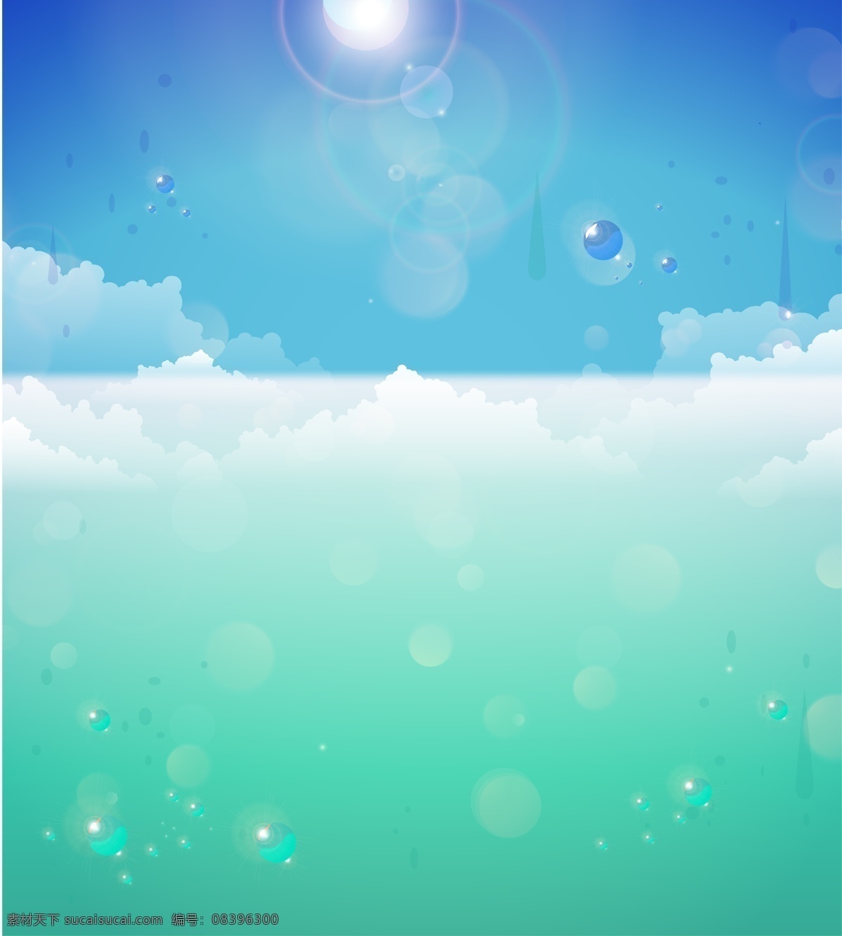 夏季 度假 海报 矢量 背景 图 大海 水珠 阳光 云