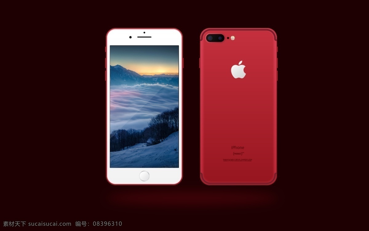 全 红色 苹果 iphone7plus 模型 样机 iphone ui设计 包装设计 电子产品 电子设备 平面设计 全红色 实体产品
