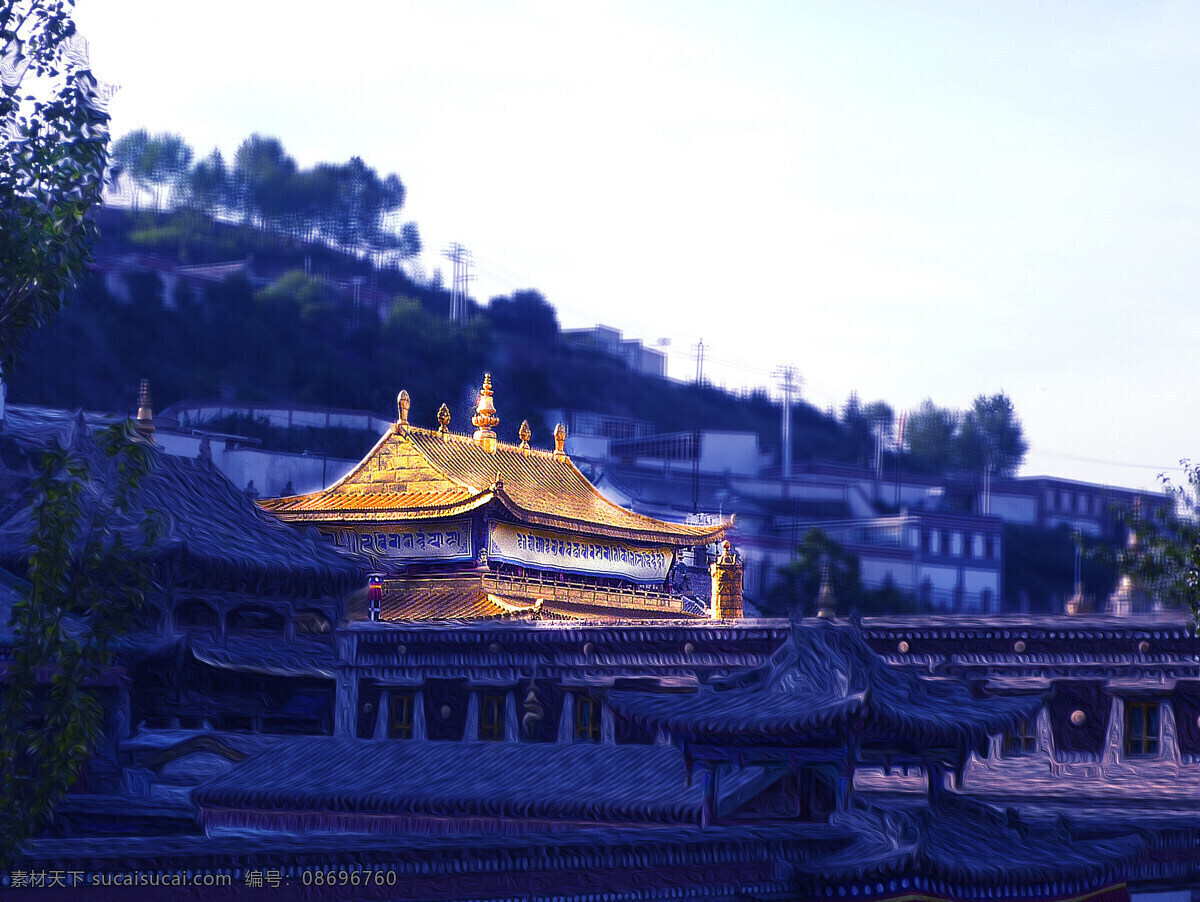 动漫动画 风景 风景漫画 塔尔寺 金顶 设计素材 模板下载 塔尔寺的金顶 电脑绘画 青海 卡通 动漫 可爱