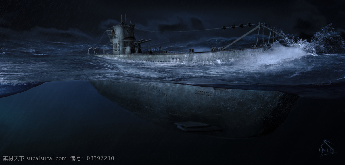 军事 题材 绘画 潜艇