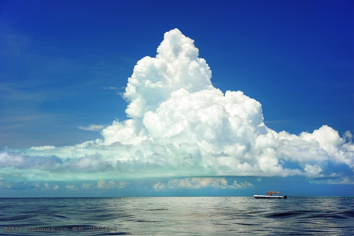 蓝色 天空 白色云朵 云 海面 风景 自然景观 自然风景