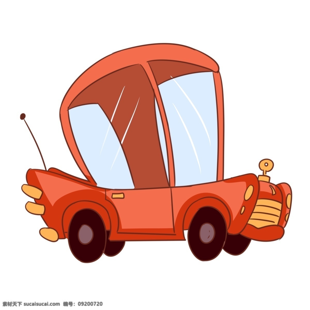 汽车 轿车 卡通 插画 卡通插画 汽车插画 代步工具 汽车轿车 载人汽车 红色的汽车 漂亮的汽车