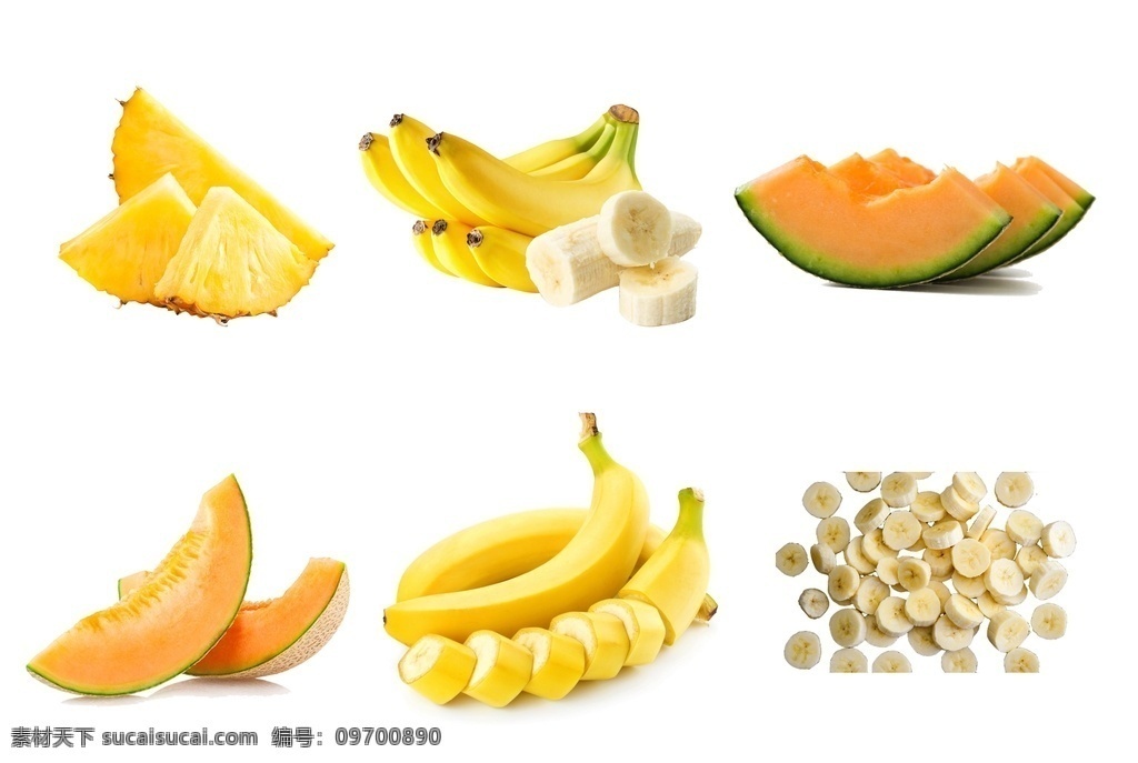 切开 水果 素材图片 切开的水果 香蕉 菠萝 哈密瓜 凤梨 psdpng 分层