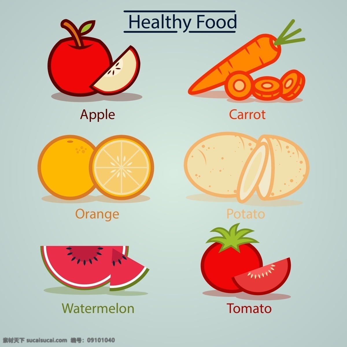 美食 果蔬 图标 橙 胡萝卜 马铃薯 美食图标 美味 苹果 食品 蔬菜 水果 水果图标 西瓜 西红柿 矢量图 日常生活