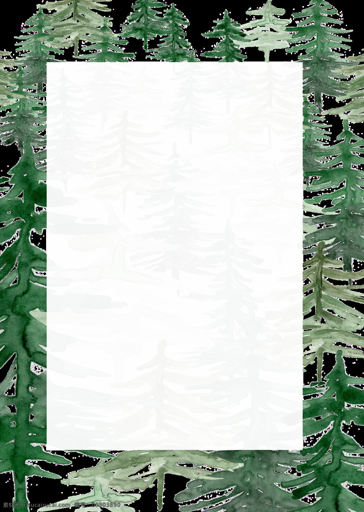 绿色 水彩 手绘 森林 边框 透明 卡通 透明素材 免扣素材 装饰图案