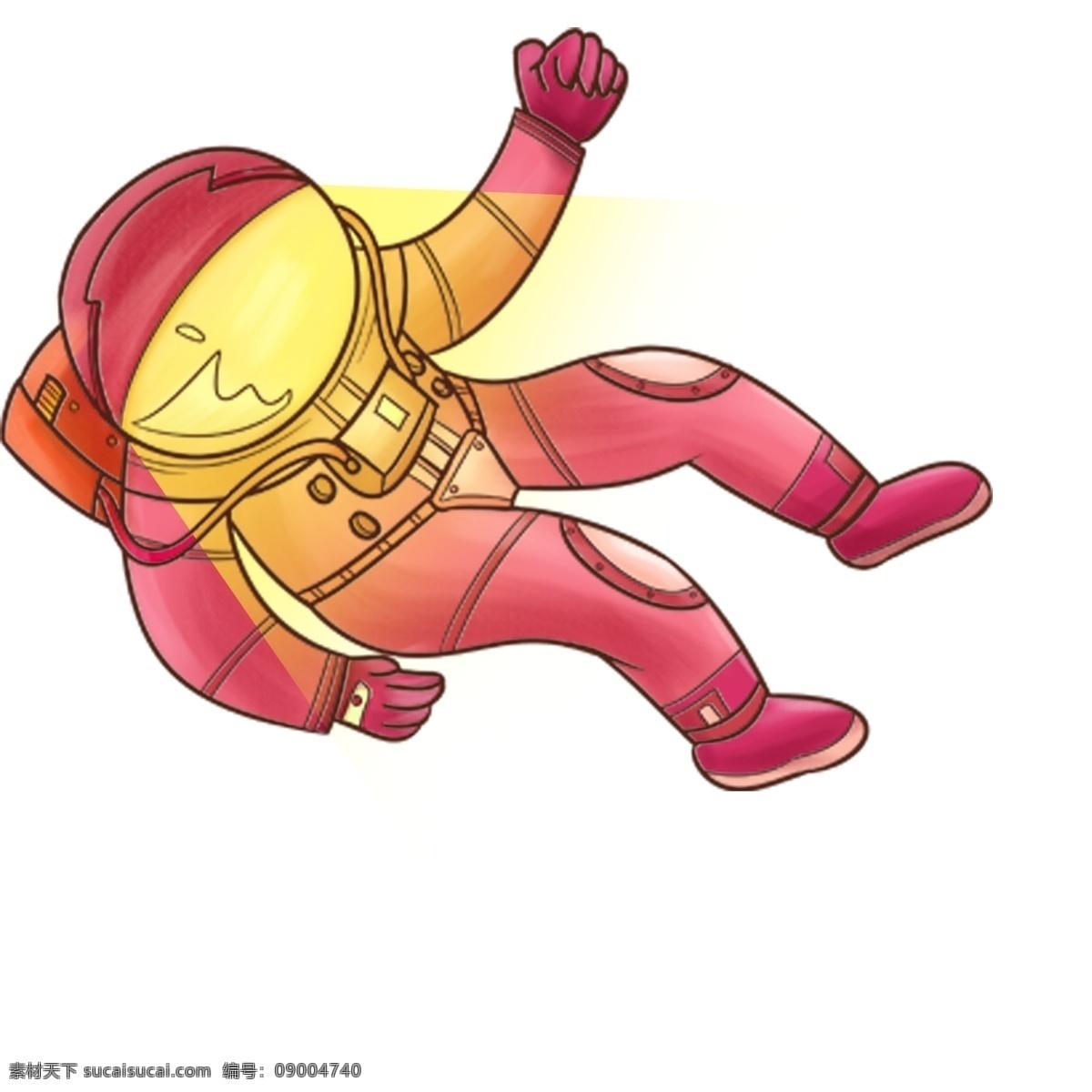 卡通 一个 宇航员 人物 创意 彩色 插画 航天 科技