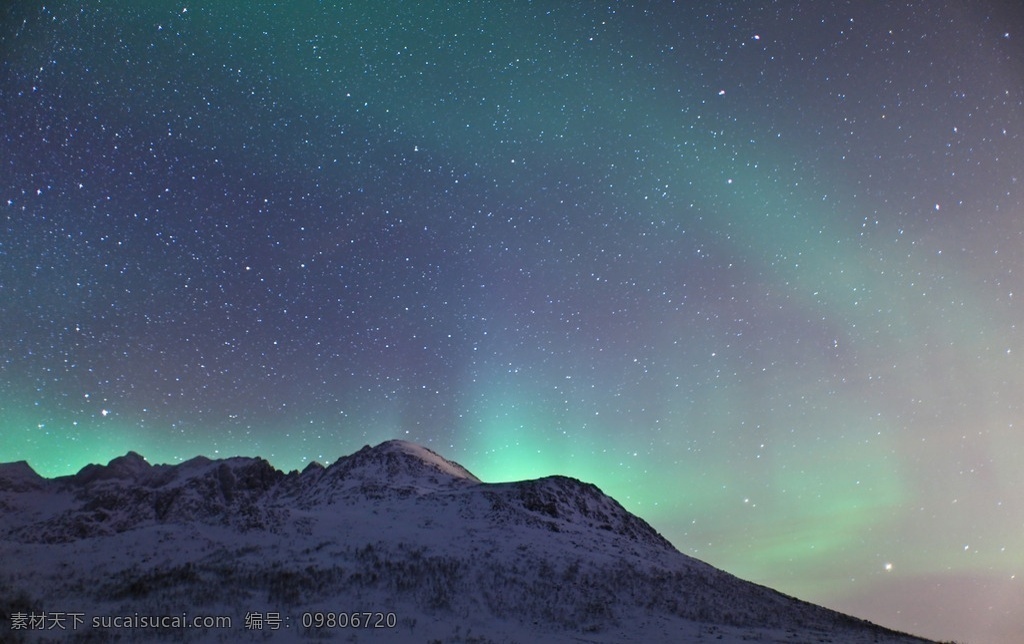 极光 雪山 黑夜 北极圈 星空 自然景观 自然风景