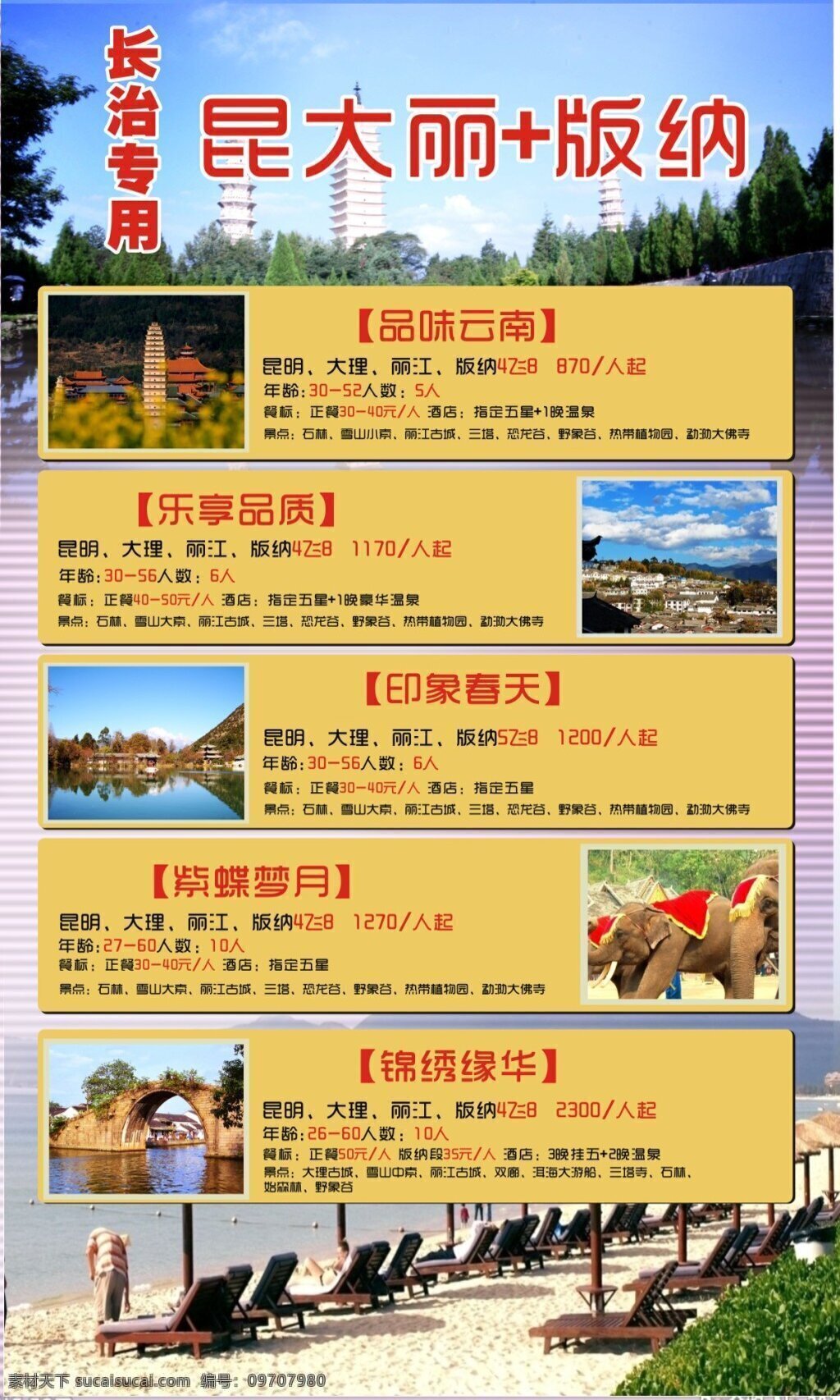 昆 大丽 版纳 昆大丽 长治 专用 旅游 展架 塔 海边 黄色