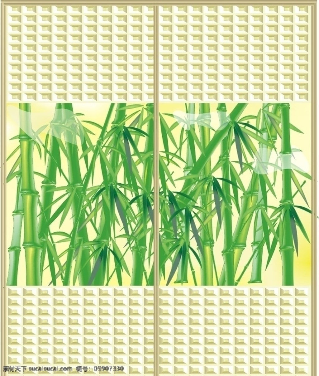 移门竹子 绿竹 竹林 竹海 矢量竹子 移门图案
