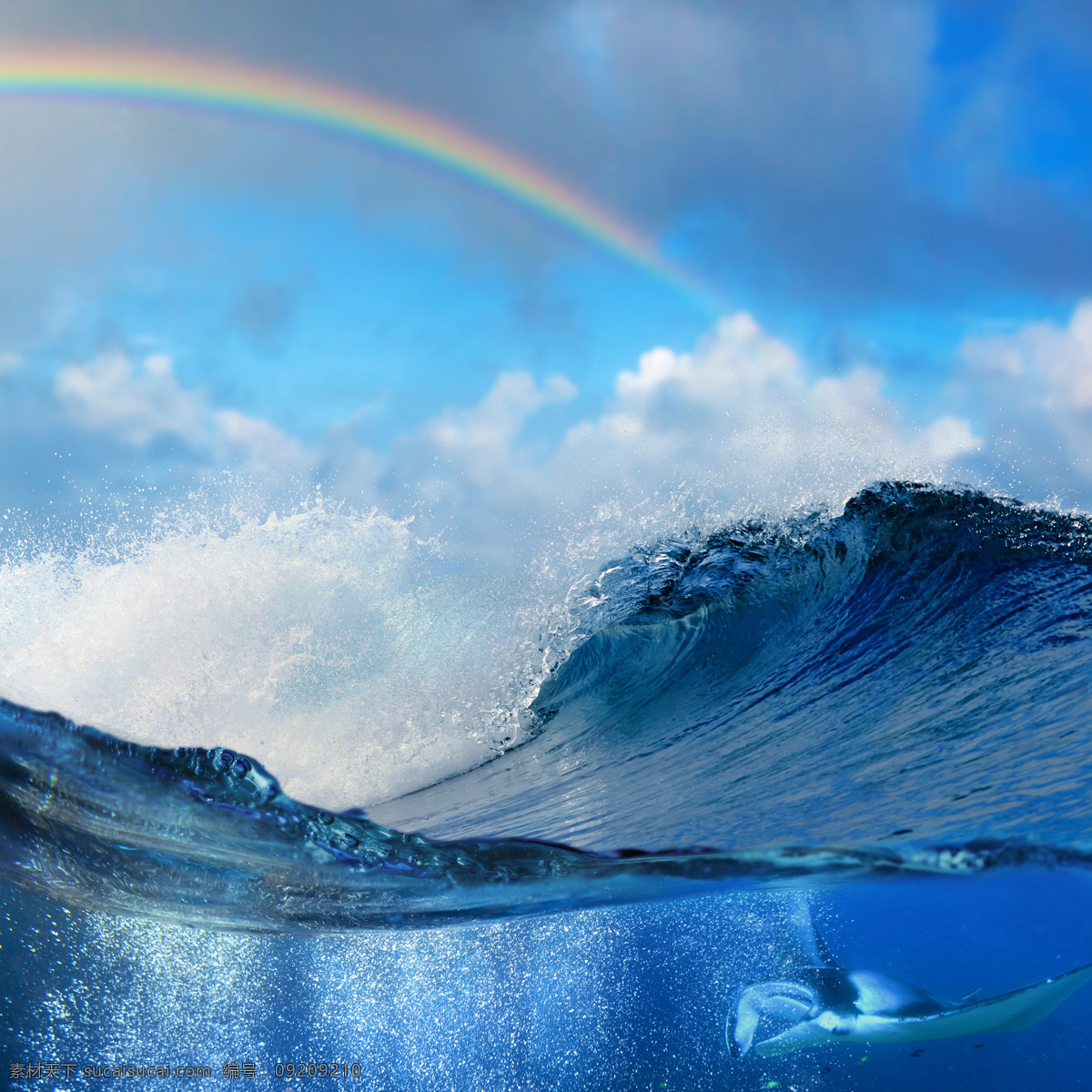 巨浪 彩虹 海洋 海浪 浪花 海水 大海风景 海面风景 美丽风景 大海图片 风景图片