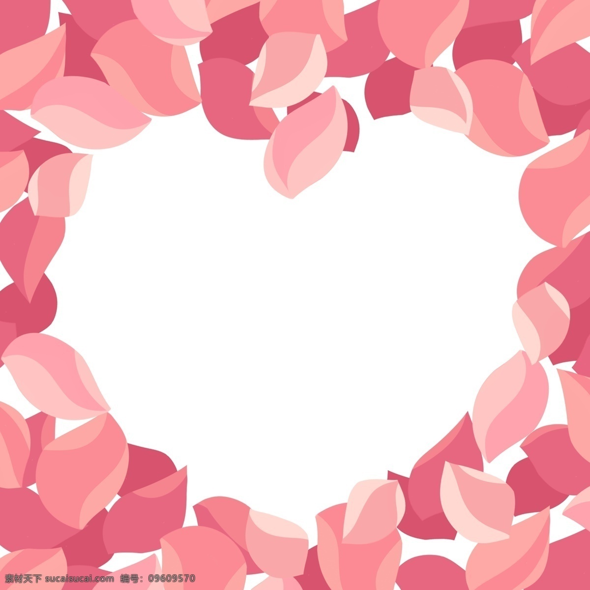 情人节 心形 花瓣 边框 2.14 扁平化 分层 玫瑰 爱心 告白 表白 爱情 粉色 红色系