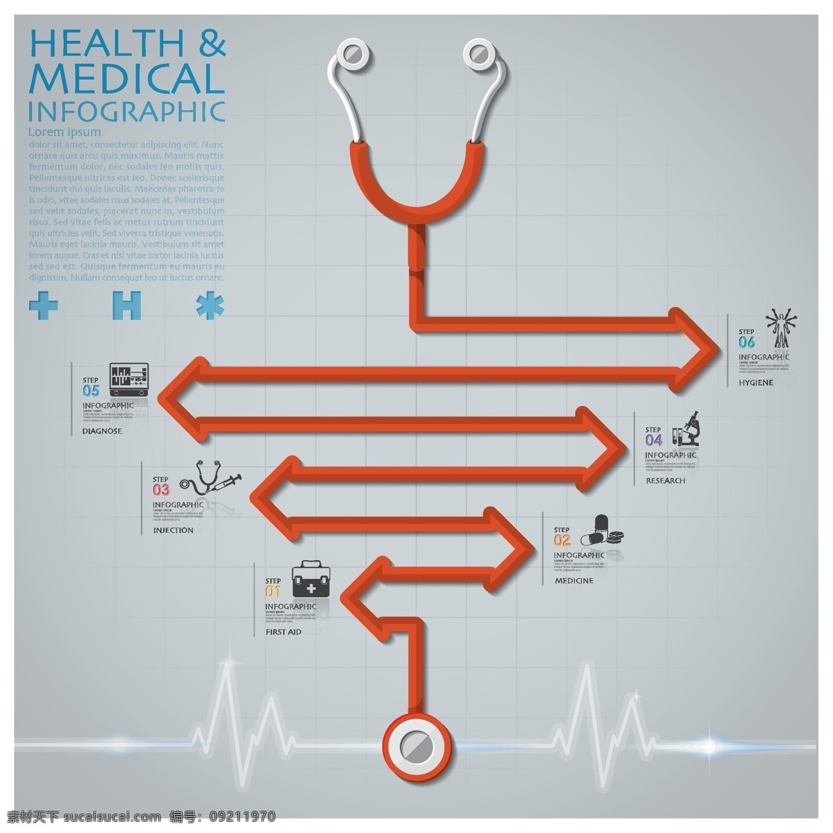 听诊器 箭头 医疗 信息 图表 标志 图标 医疗设备 矢量 矢量图 其他矢量图