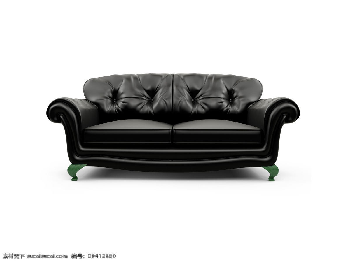 黑色 真皮沙发 沙发 沙发椅 家居装饰素材 室内设计