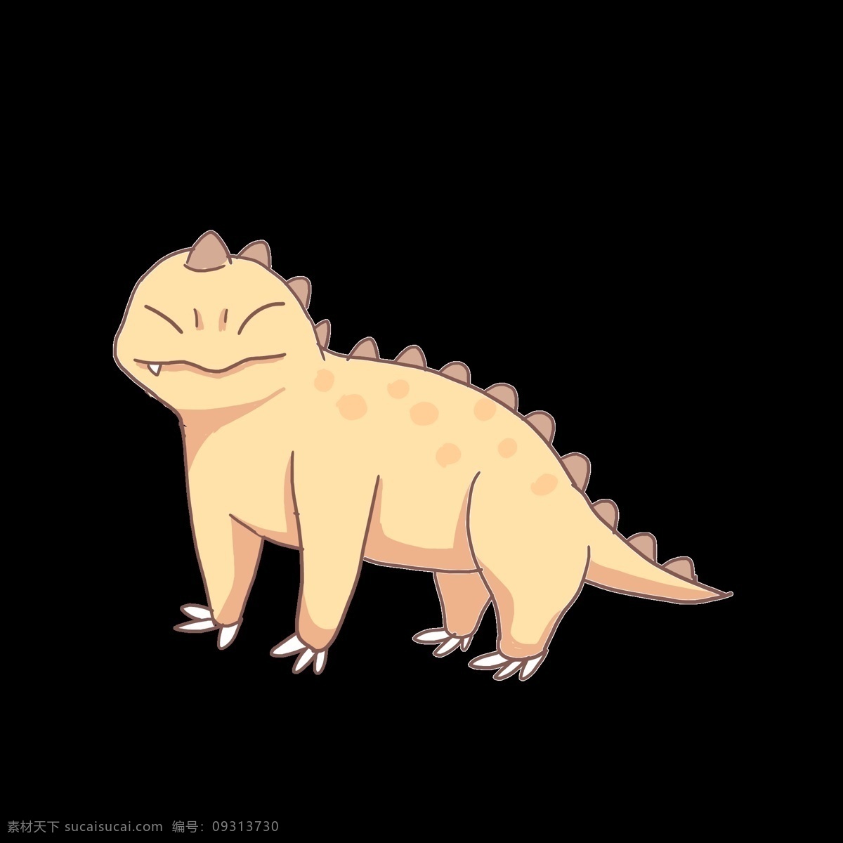 卡通 黄色 恐龙 插画 黄色恐龙 可爱的恐龙 卡通恐龙 灭绝恐龙 小动物 尖爪子 恐龙插画 大恐龙