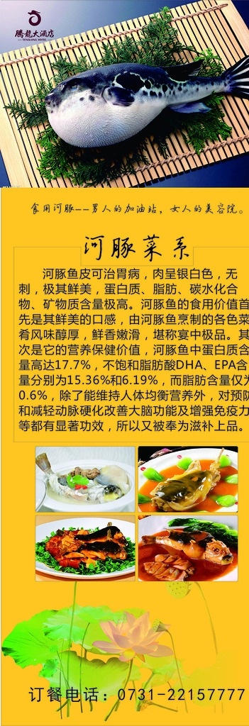 海鲜 河豚 展架海报 美食节 展架 写真 喷绘 做法 料理 烹饪 展板模板 美食x展架