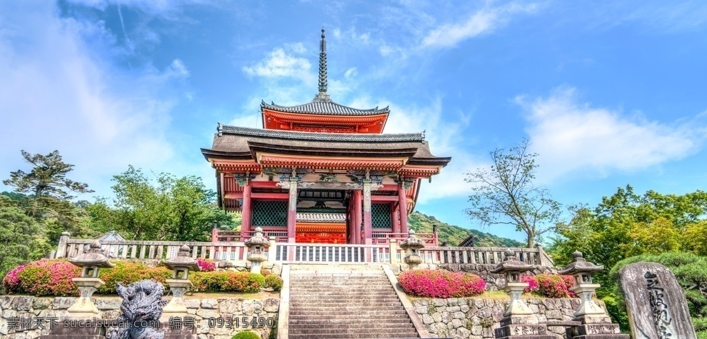 日式 寺庙 台阶 天空 背景 背景素材
