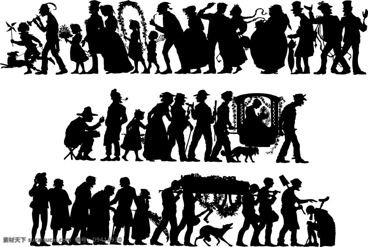 欧美 古典 人物 剪影 矢量 步行 队列 明 绅士 矢量人物剪影 矢量素材 万圣节 矢量图 其他矢量图