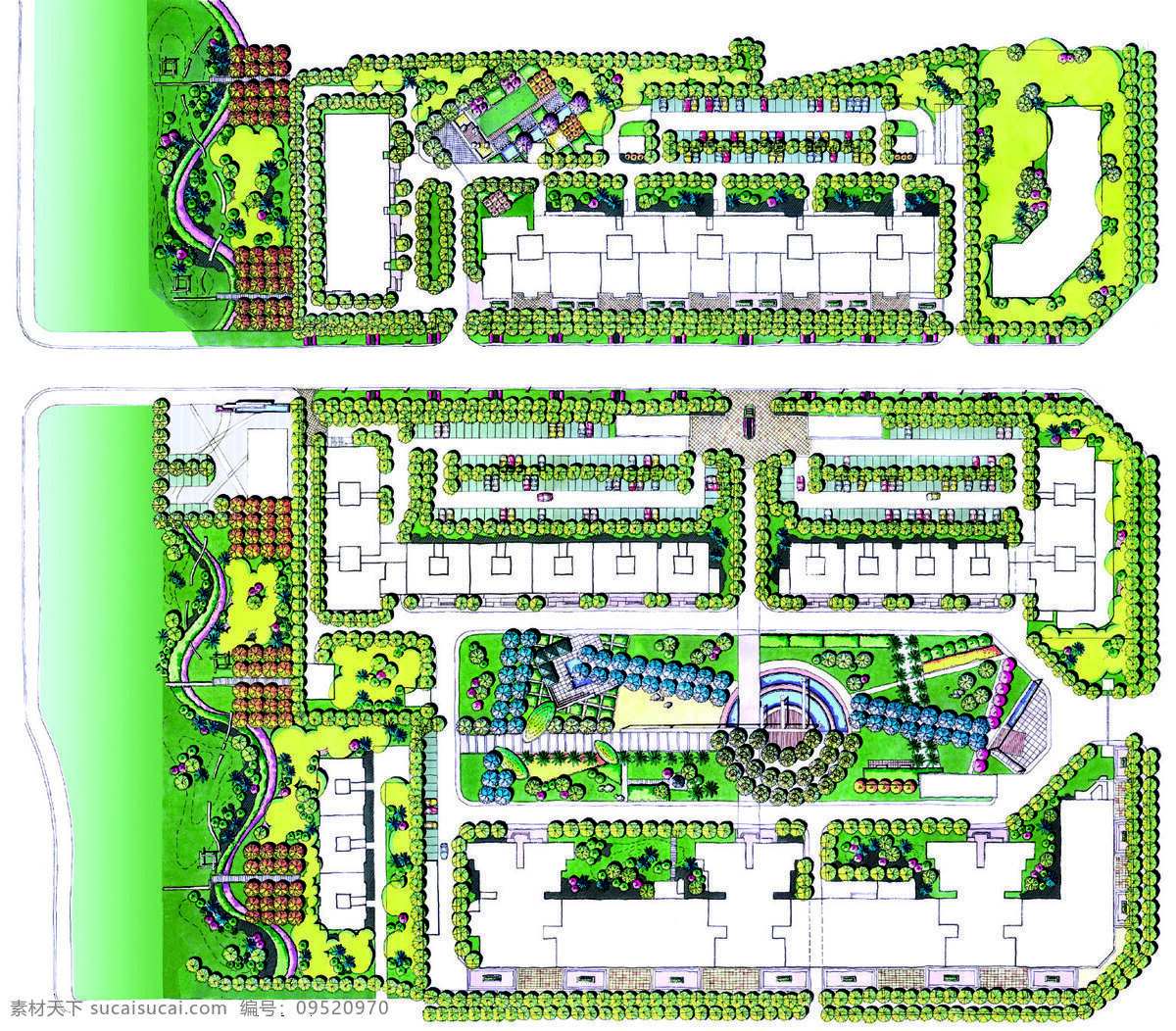 住宅区 景观 平面 总图 总平面图 装饰素材 园林景观设计