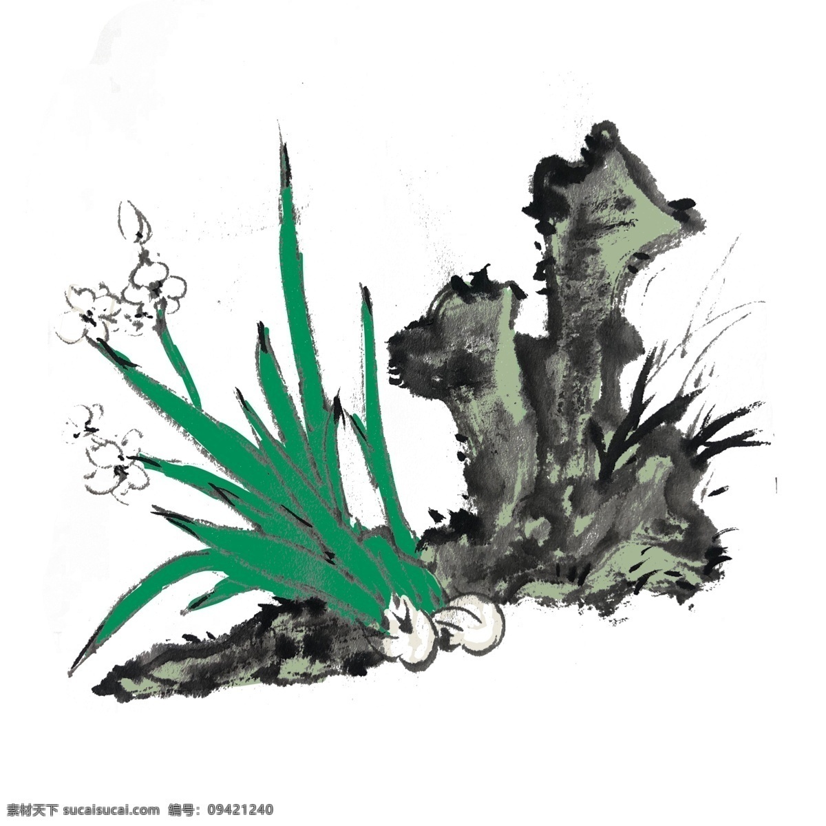 夏季 水墨 兰花 手绘 水墨植物 水墨竹子 黑白风 写意 古风 竹子 简约 装饰 黑白 国风 花 鸟 鱼 虫