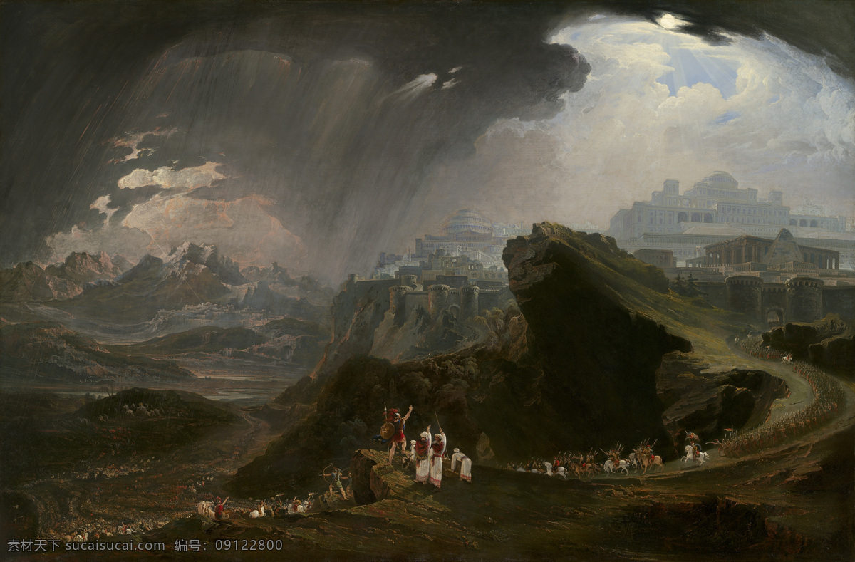 希伯莱 首领 约 舒 亚 约翰马丁作品 英国画家 犹太人 摩西助手 圣经故事 宗教油画 19世纪油画 油画 文化艺术 绘画书法