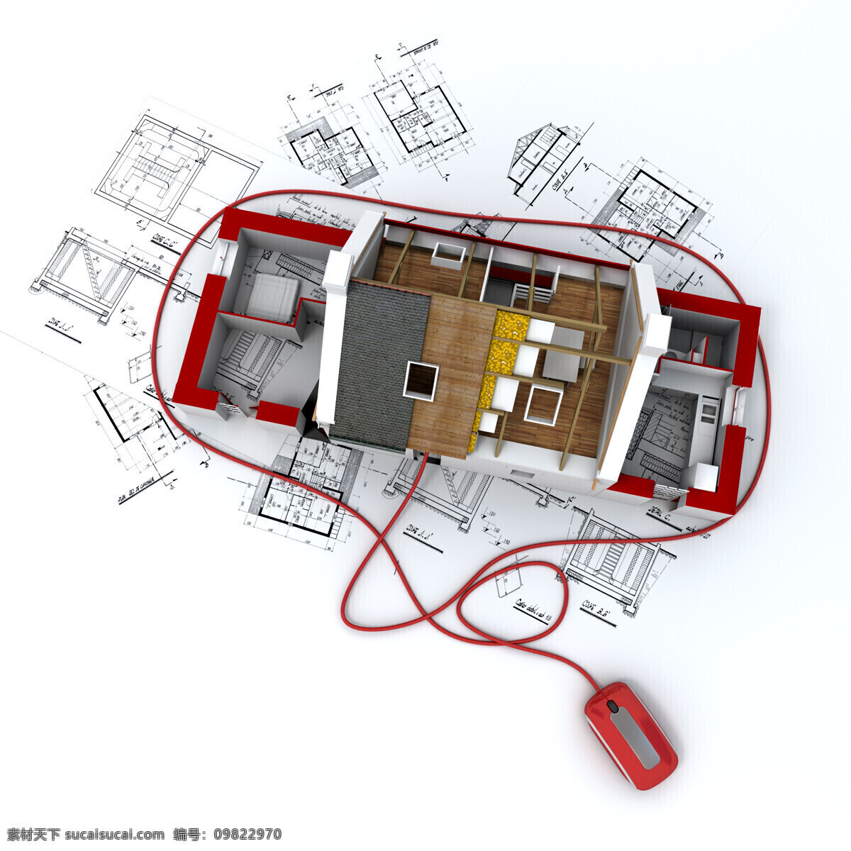 3d 建筑模型 图纸 鼠标 建筑设计 建筑图纸 示意图 样板 别墅 模型 住宅 平面图 工程图 设计图 建筑 房地产 3d建筑设计 3d设计