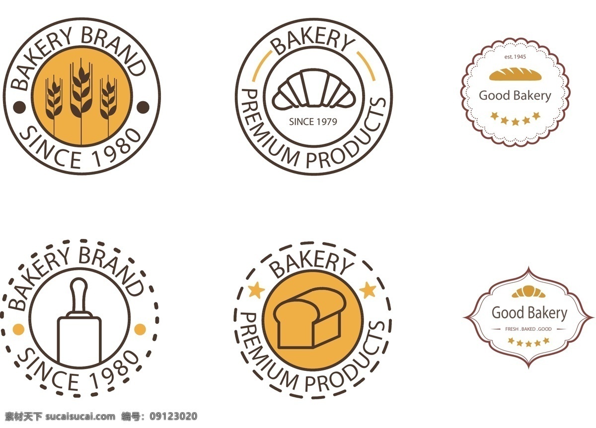 精美 面包店 标志 徽章 标签 小麦 蛋糕 面包 矢量 咖啡店 甜点 牛角包 吐司