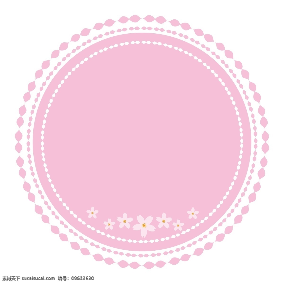 粉白色 樱花 可爱 元 形 边框 矢量 粉色 日式樱花 日系印花 粉色少女 环绕圆框 圆形边框 可爱花朵 少女系