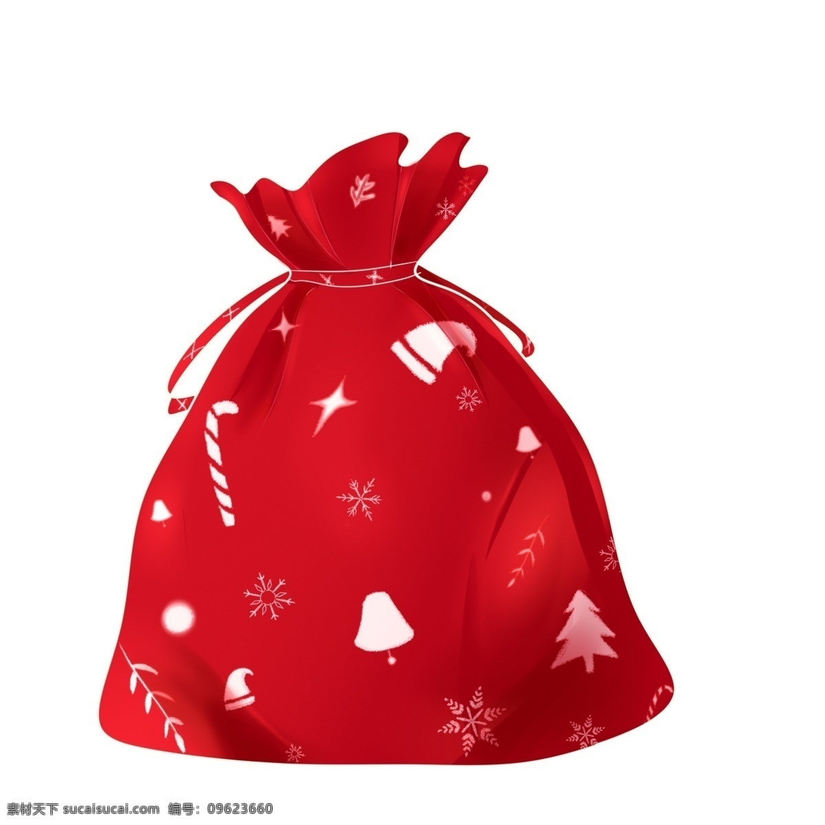 圣诞节 礼物 袋 元素 礼物袋 装饰 红色 雪花 圣诞帽 拐杖糖 红色礼物袋 圣诞树