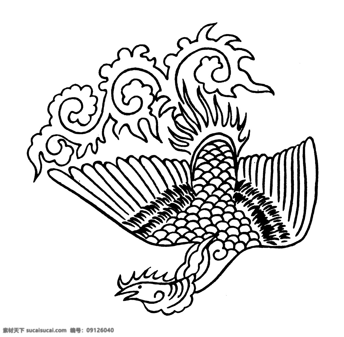 龙凤图案 元明时代图案 中国 传统 图案 设计素材 龙凤图纹 装饰图案 书画美术 白色