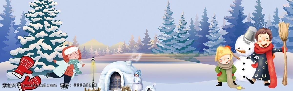 堆 雪人 你好 雪地 小屋 banner 海报 卡通 雪花 雪景 冬季 冬天 堆雪人 节气 雪 冬至 寒冬 大寒 小寒 大雪 小雪 冬季暖歌