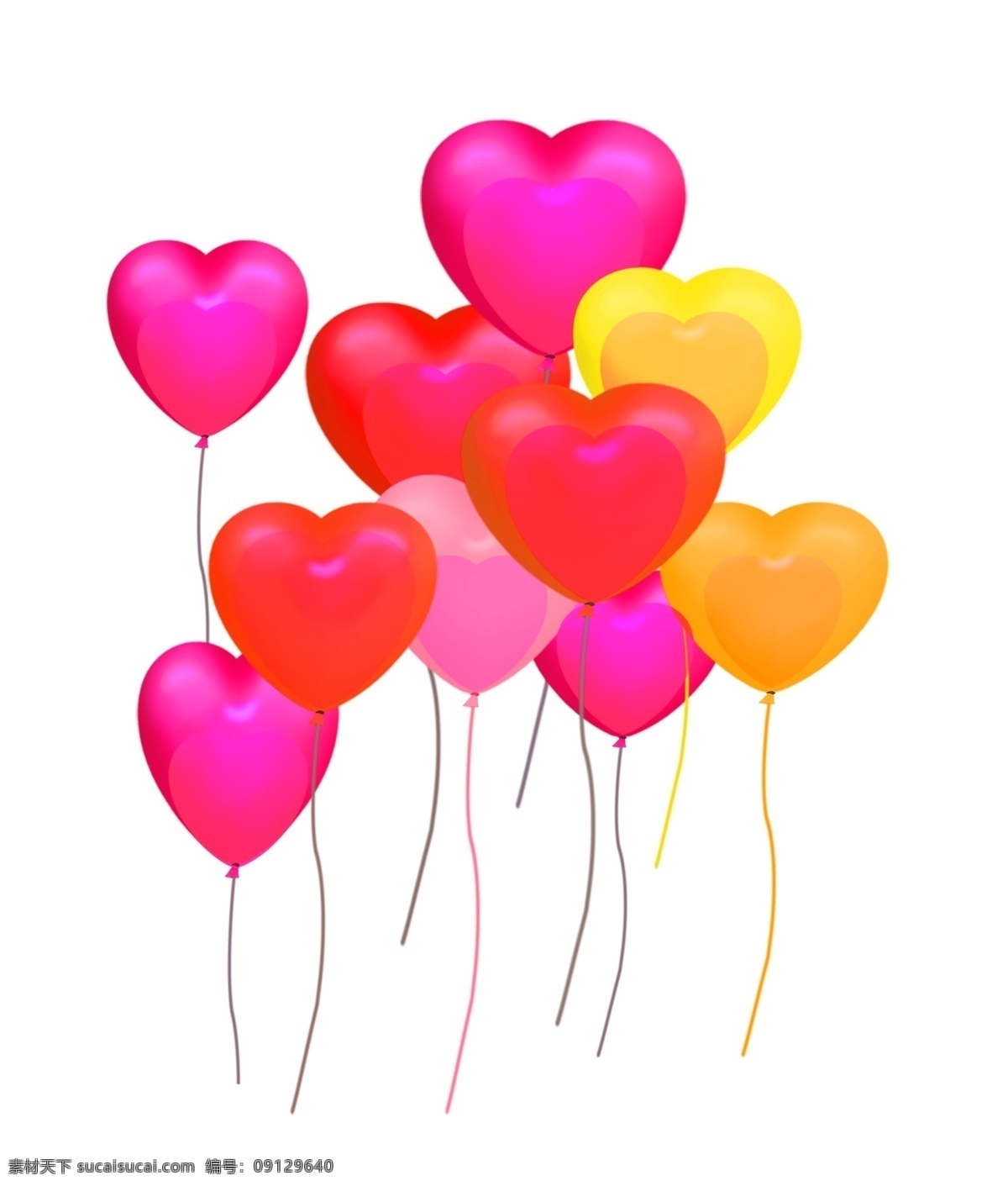 彩色 飘荡 气球 插画 飘荡的气球 爱心气球 卡通插画 气球插画 爱情插画 礼物插画 内套的气球
