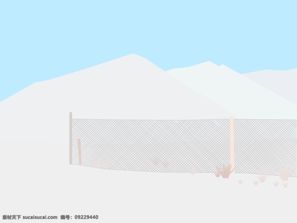 白雪 中 铁 围栏 蓝天下的铁栏 铁栏 白色