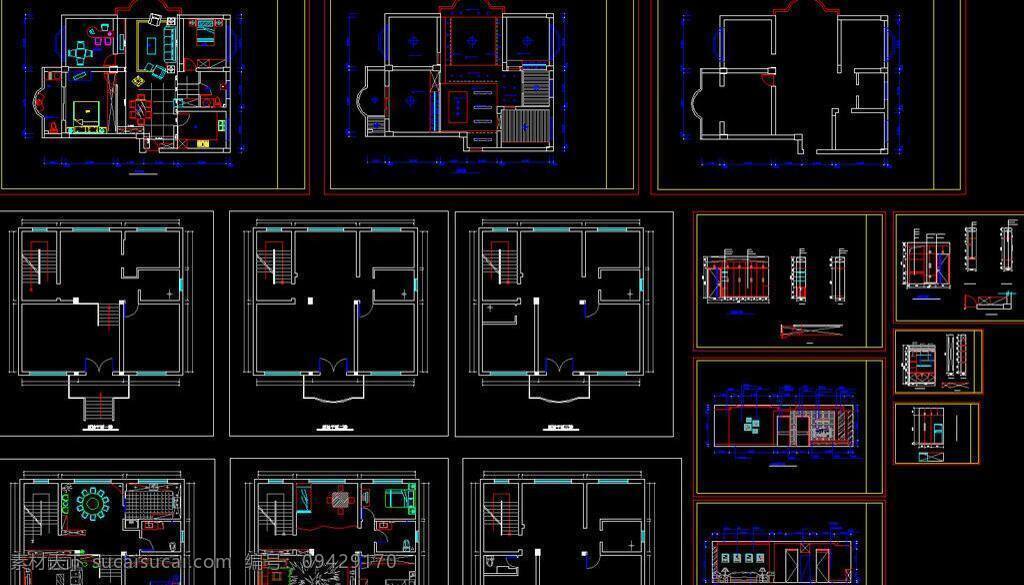 cad 别墅 公馆 环境设计 建筑设计 立面图 平面图 剖面图 施工图 室内设计 别墅装修 方案 图 dwg 图纸 装修 装饰 私宅 别业 别墅图纸大全 源文件 cad素材 室内图纸