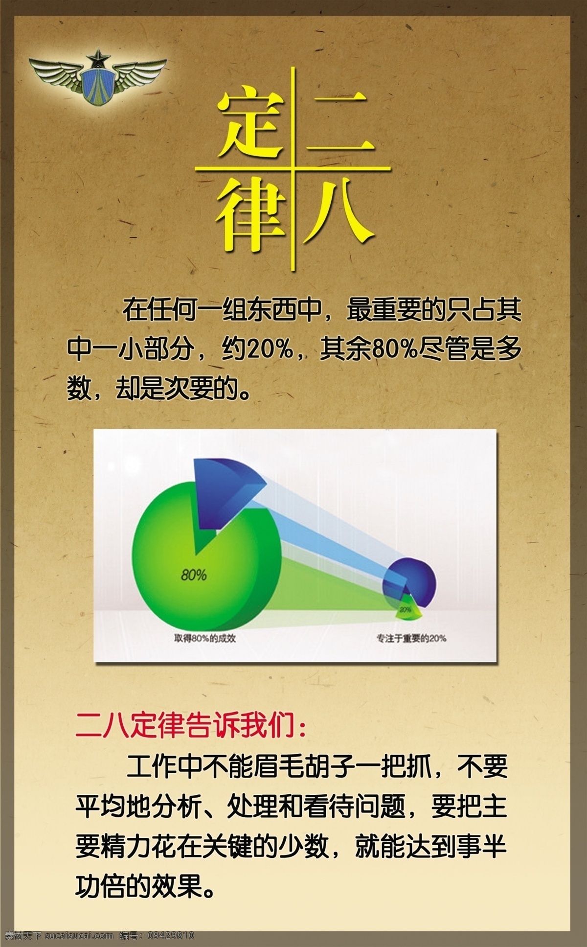 二八定律海报 二八 定律 标志 工作中 不能眉毛胡子 一把抓 平均 分析 处理 和看待问题 要把主 海报 源文件 广告设计模板