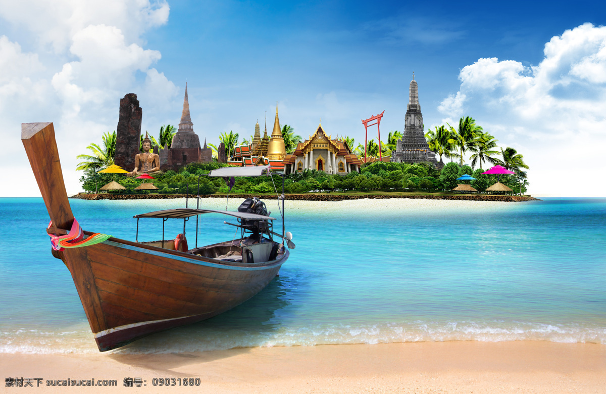 泰国 旅游风光 泰国风景 泰国建筑 小船 木船 海面风景 大海 海洋 美丽风景 自然风光 美丽景色 美景 风景摄影 其他风光 风景图片