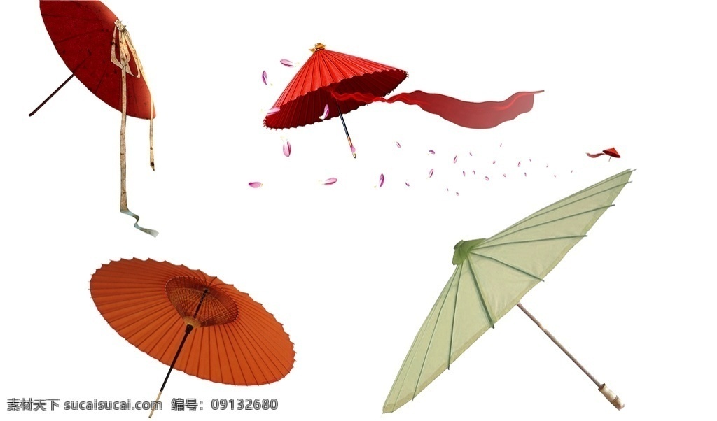 红色纸伞 雨伞 生活物品 雨伞装饰