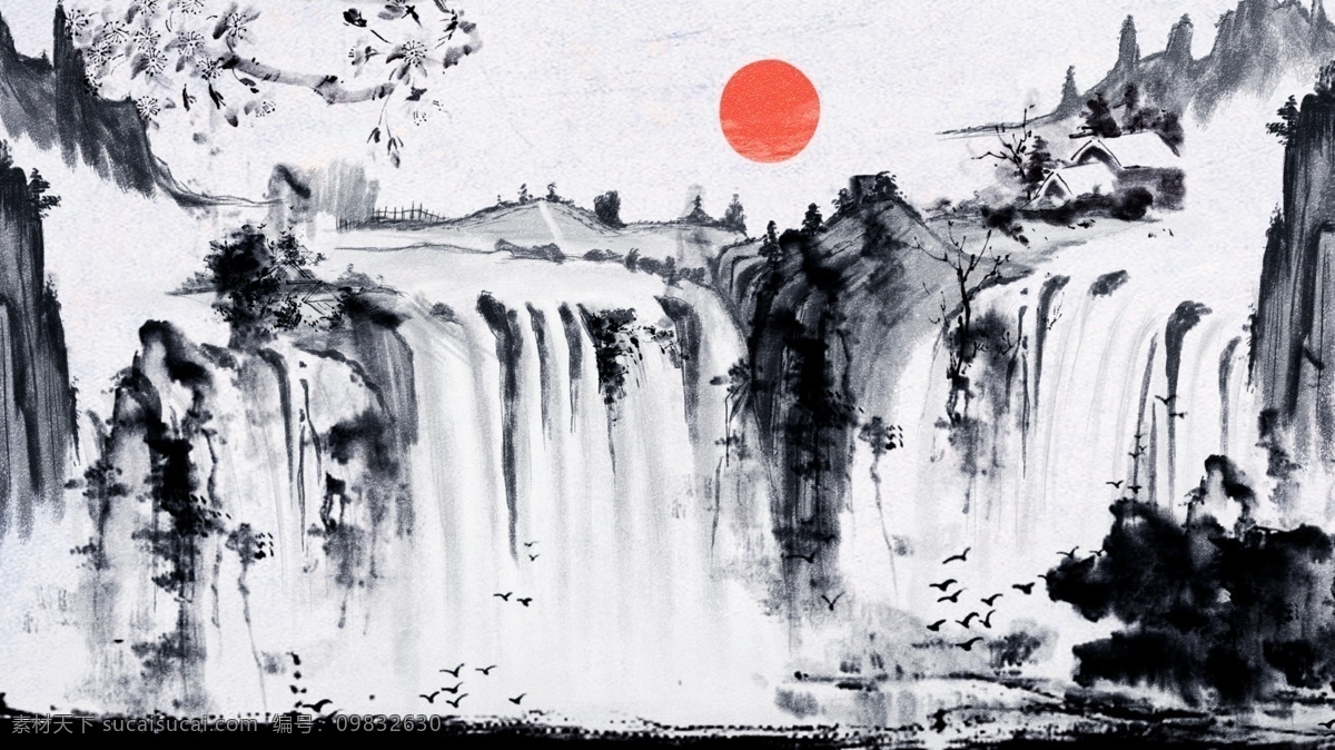水墨 中国 风 山涧 背景 简约 中国风 黑色 背景素材 卡通背景 手绘 山涧背景 插画背景 广告背景 psd背景 背景展板 手绘背景