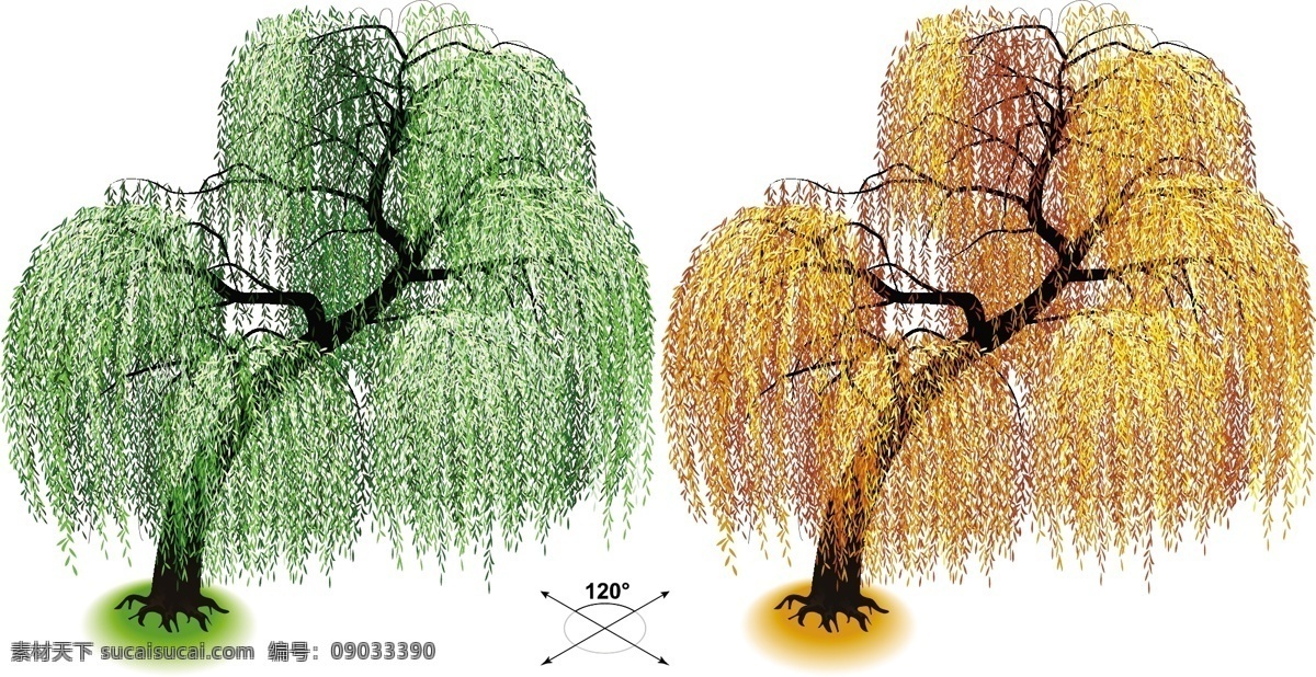 矢量树 绿植 绿树 绿叶 树木 树林 四季树 花草树木 生物世界 秋天的树叶 树木树叶