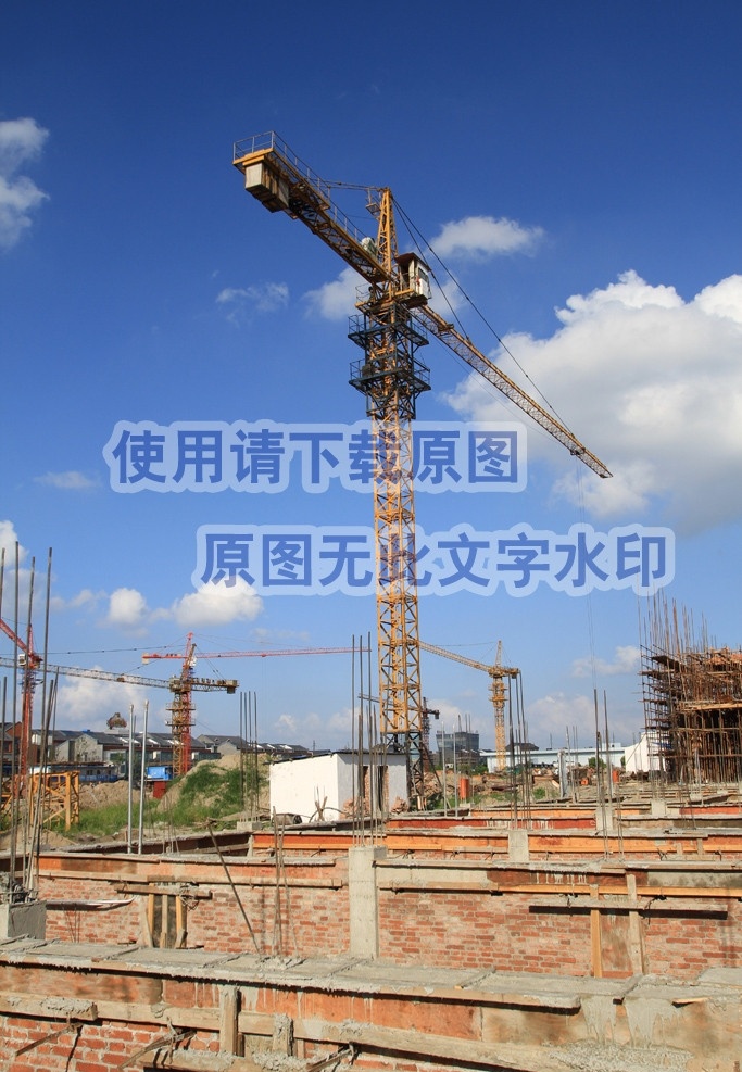 工地 建筑 塔吊 机械 墙 砖 蓝天 白云 天空 fenghc 建筑工地 建筑摄影 建筑园林