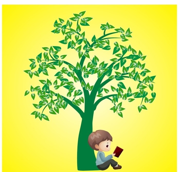 树下看书学习 树下看书 树下学习 小孩 孩子 矢量 树 看书 学习 源文件 其他设计