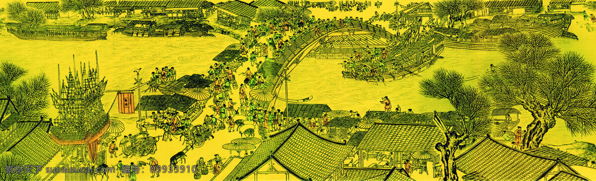 清明上河图 河 桥 国画 背景 底图人物 农夫 车夫 游人 古建筑 山水画 古典 风景 精美图片 适用印刷 文化艺术 绘画书法 设计图库