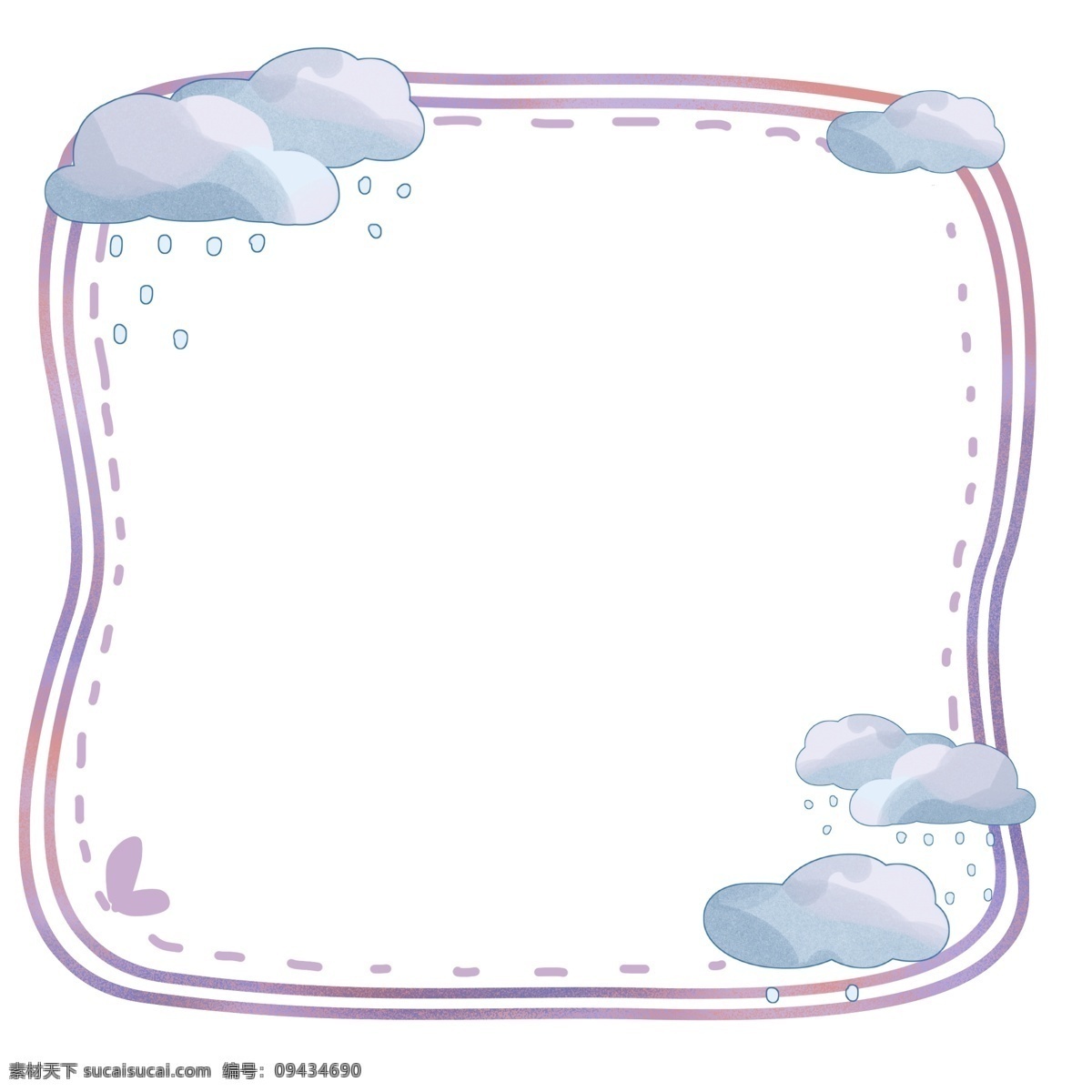云朵 粉 紫色 边框 乌云 下雨 粉紫色边框 爱心 机勃勃 充满生气 小雨滴 代表希望 绿油油 新鲜 空气 二氧化碳 空气清新 手绘