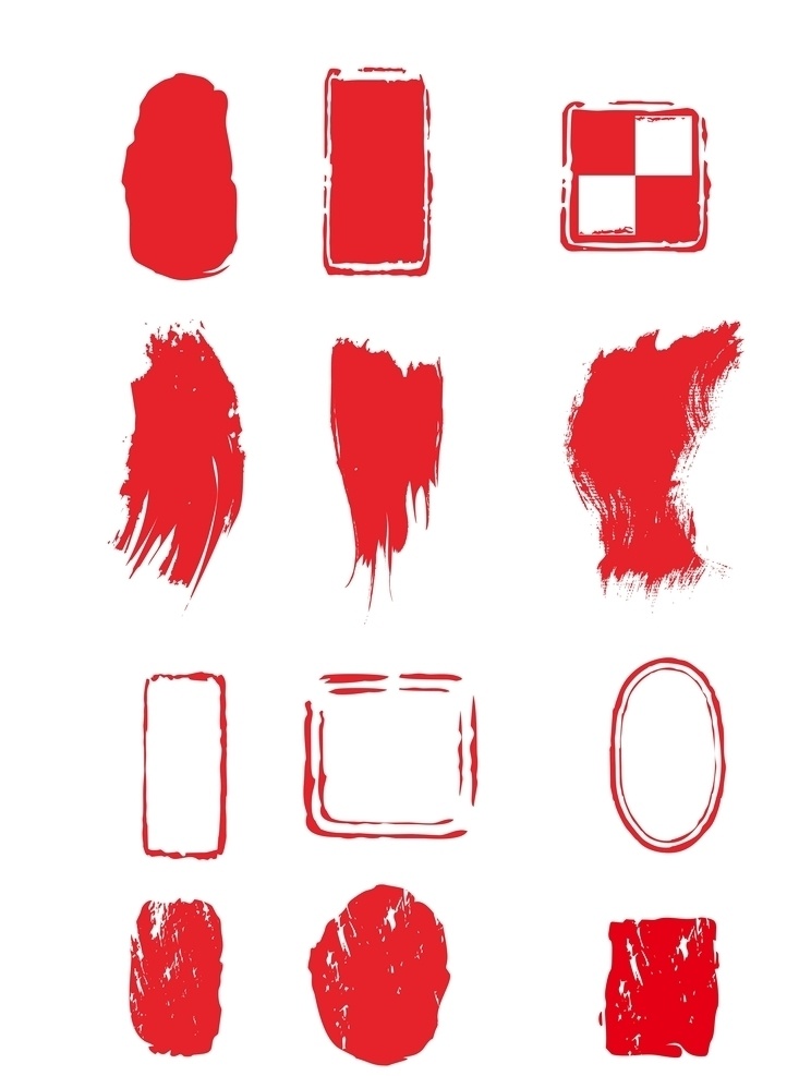 红色 中 国风 印章 图 中国风 笔刷 中式 标志图标 其他图标