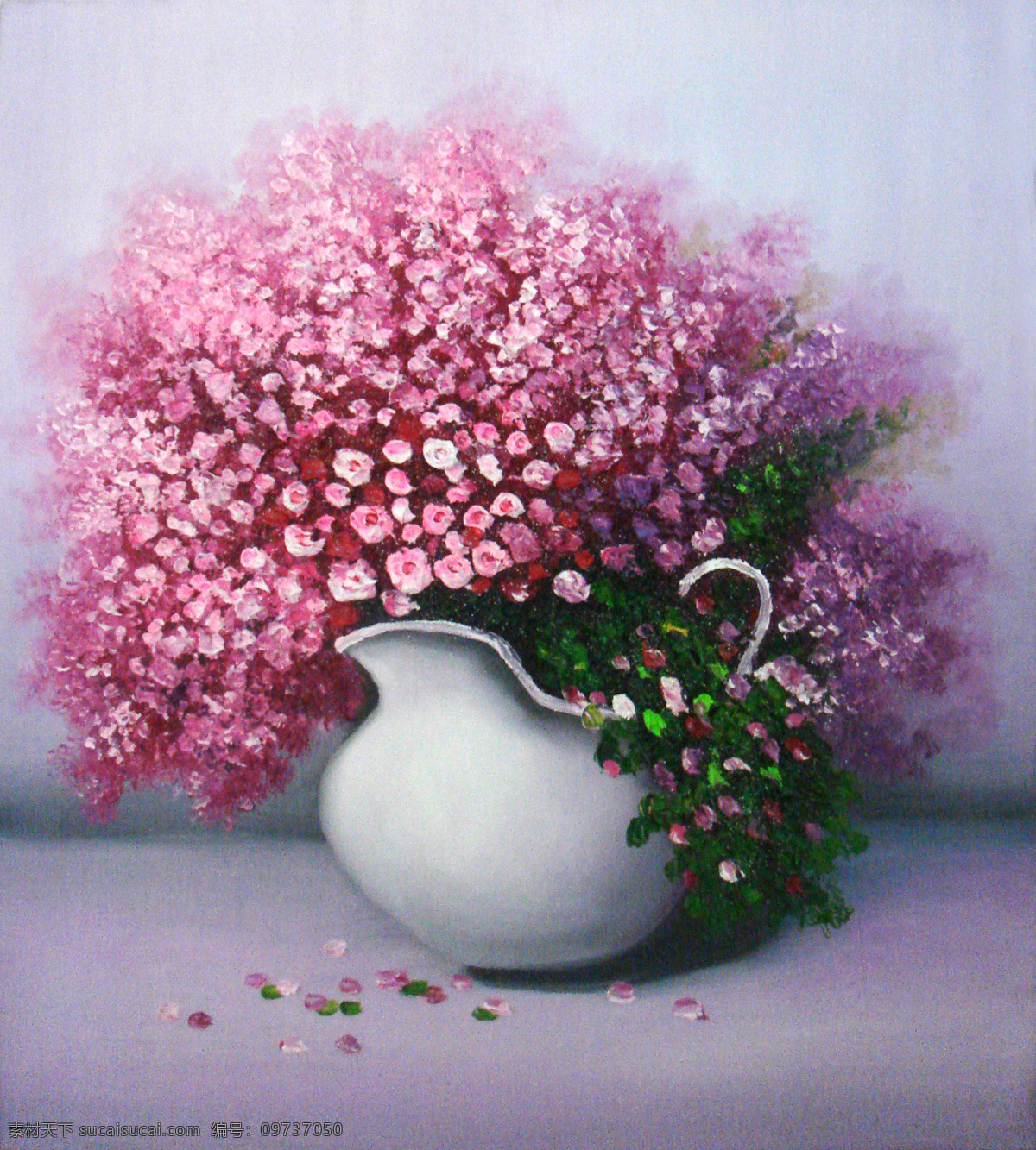 红色 丁香花 焐慊 装饰素材 油画