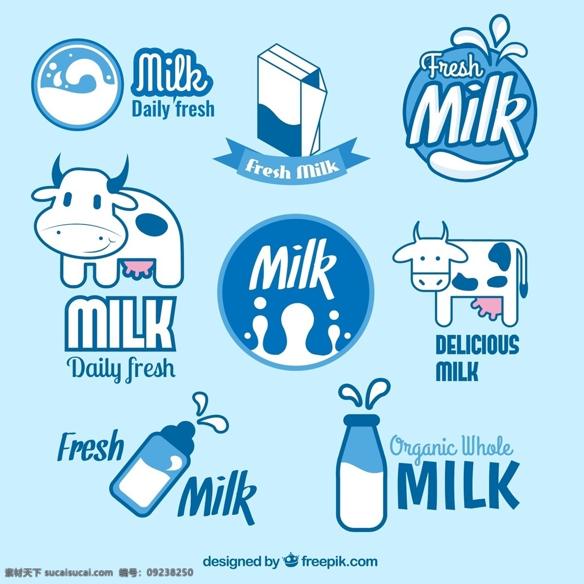 可爱 卡通 牛奶 公司 标签 矢量图 白色