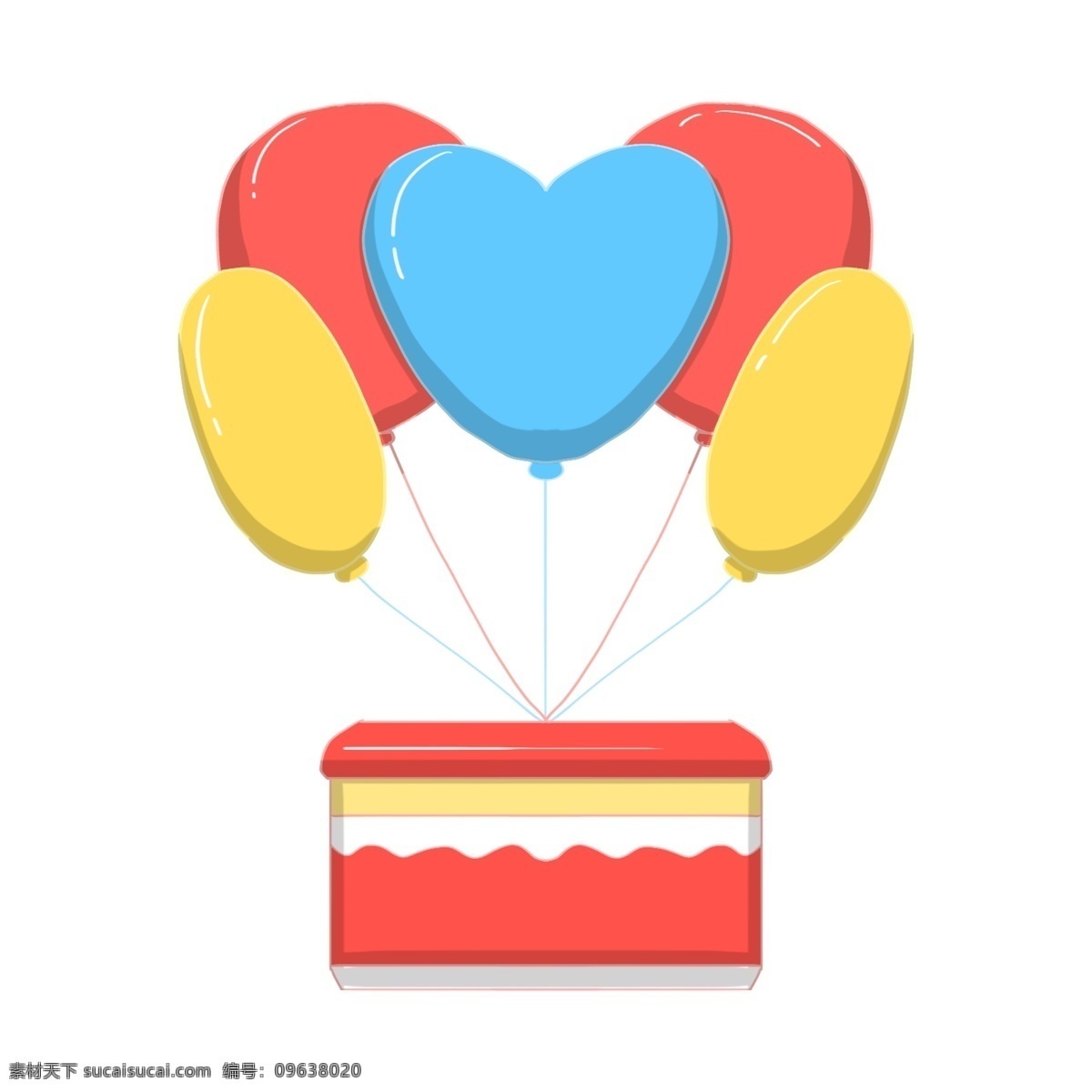 彩色 气球 礼物 插画 手绘气球礼物 卡通气球礼物 气球礼物插画 红色的礼盒 浪漫气球礼物