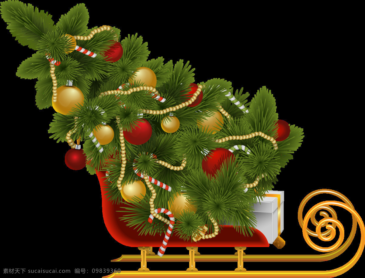 雪橇 运 圣诞树 元素 png元素 礼物 麋鹿 免抠元素 圣诞老人 透明素材
