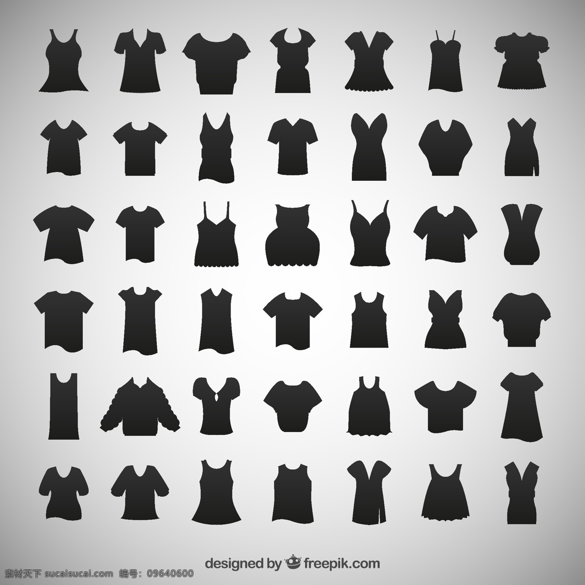女性 服饰 剪影 图标 矢量 标签 衣服 吊带 短袖 连衣裙 上衣 礼服 毛衣 裙子 插画 背景 海报 画册 生活百科