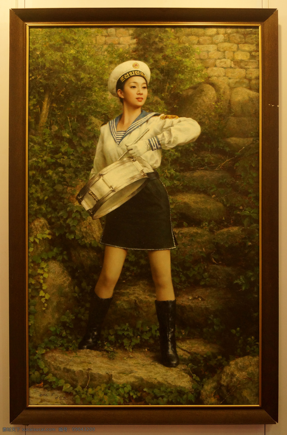 朝鲜 海军 画家 绘画书法 美女 女兵 文化艺术 油画 设计素材 模板下载 朝鲜油画